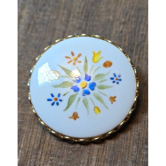 Antique Hand Painted Porcelain Floral Image Gilt Surround, Hand-Painted Floral B - Picture 5 of 6